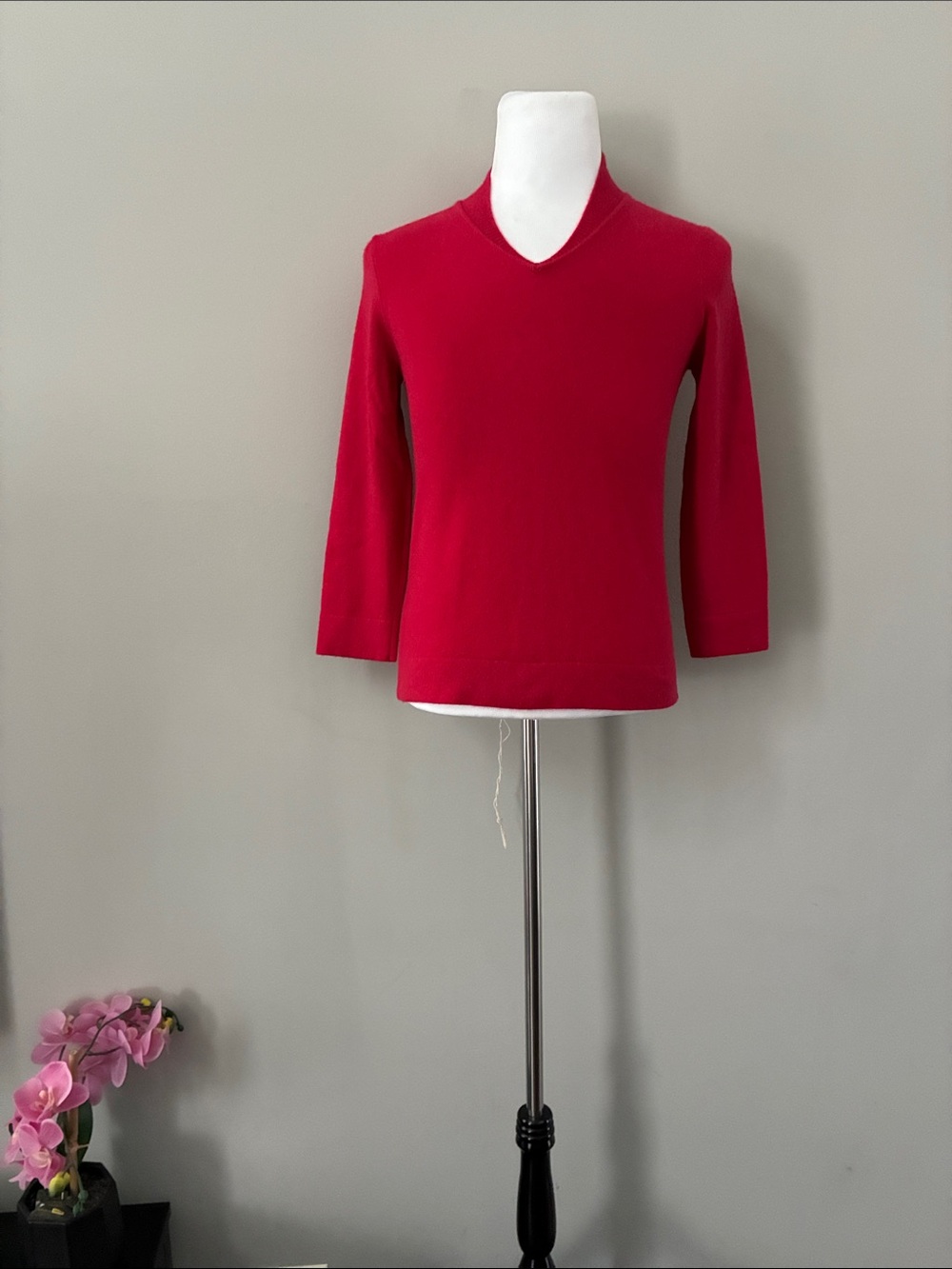Jones New York Cashmere Bright Red V-Neck Sweater